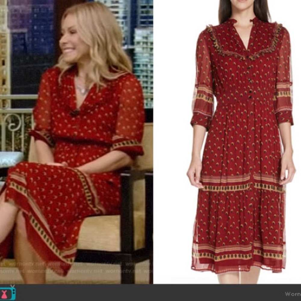 ba&sh Red Patterned Midi Dress - Picture 4 of 9